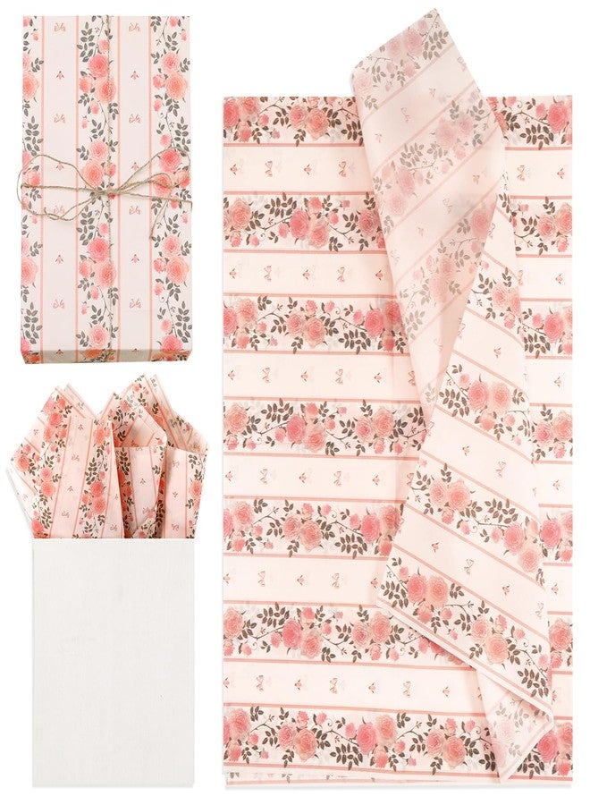 XIHIRCD ورق تغليف هدايا مزين بفيونكة وردية (14 × 20 بوصة) - 30 ورقة لحفلات الزفاف والمناسبات - Image 1